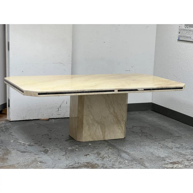 Circa 1990's Custom Design Marble Table Top Pedestal Base For Sale - Image 4 of 12