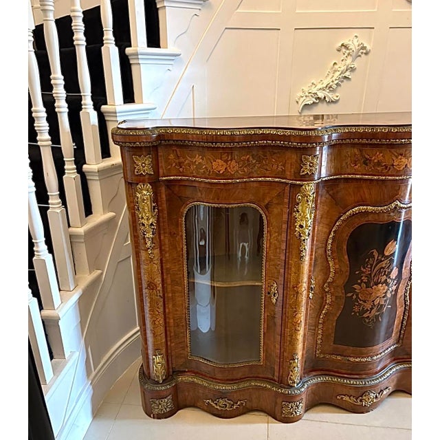 Antique Victorian Burr Walnut Marquetry Serpentine Credenza, 1850 For Sale - Image 6 of 18