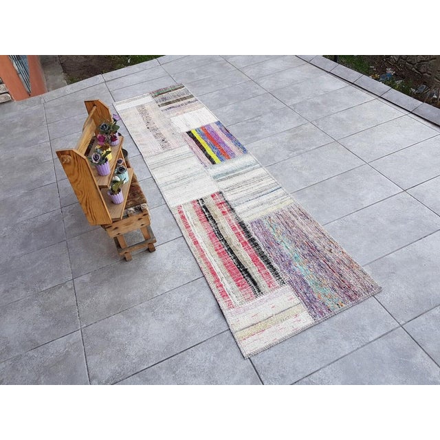 Natural Vintage Handwoven Kilim Runner For Sale - Image 4 of 10