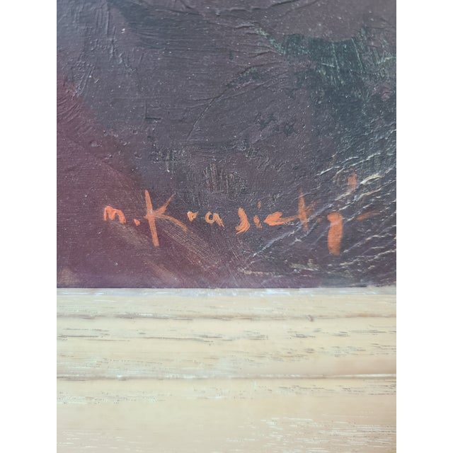 Tan Marcel Krasicky Antique 1920s Oil Painting Nude Portrait of a Woman For Sale - Image 8 of 14
