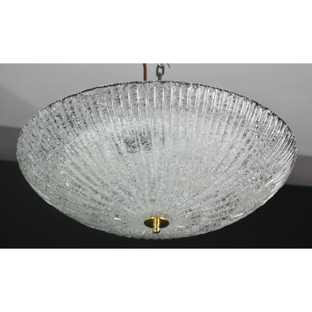 1980s Vintage Italian Transparent Murano Glass Flush Mount Light For Sale - Image 5 of 11