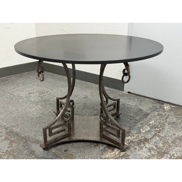 Martha Angus Circa 2004 Directorie Round Iron + Marble Top Table For Sale - Image 4 of 12