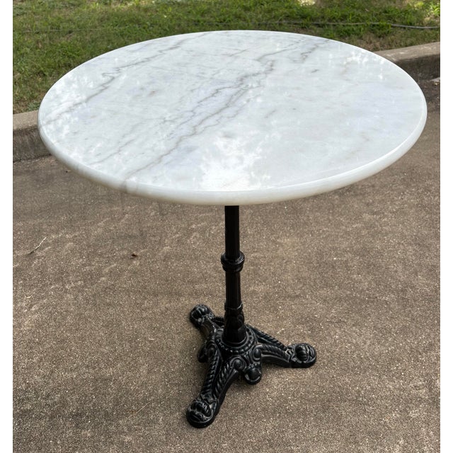 Metal Vintage French Marble Top Pub Table For Sale - Image 7 of 9