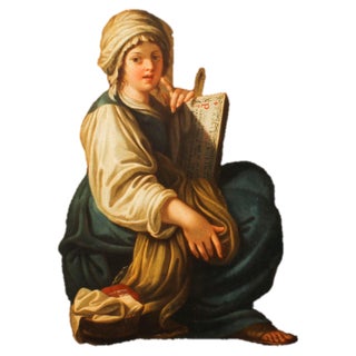 Italian School Artist, Young Lady Reading a Scroll, 19th Century, Oil on Canvas, Framed For Sale