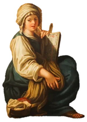 Italian School Artist, Young Lady Reading a Scroll, 19th Century, Oil on Canvas, Framed