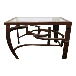 Artisan Crafted Bronze and Glass Side Table