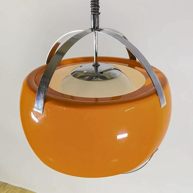 Space Age FHD00480-1 Spherical Orange Chandelier with Chrome Accents, 1970s For Sale - Image 4 of 18