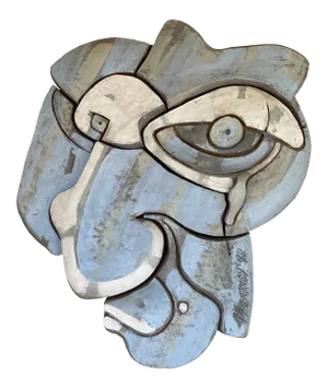 Picasso Style Ceramic Sculptural Wall Plaque