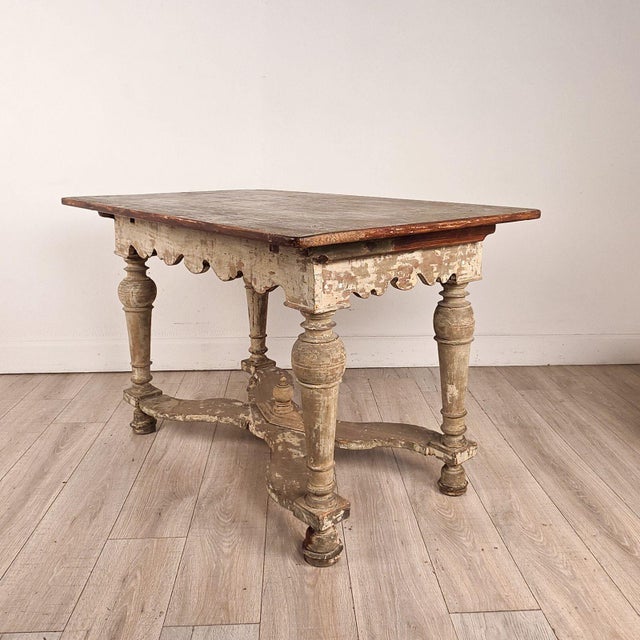 Early 19th Century Partially Painted Kitchen Table With Reversible Top, Sweden, 19th Century For Sale - Image 5 of 9