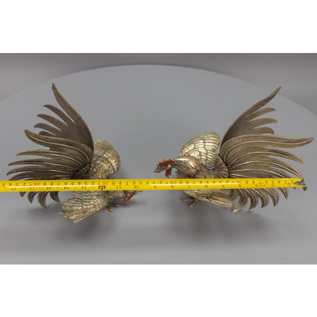 Bronze Sculptures of Fighting Roosters, Japan, 1950s, Set of 2 For Sale - Image 13 of 18