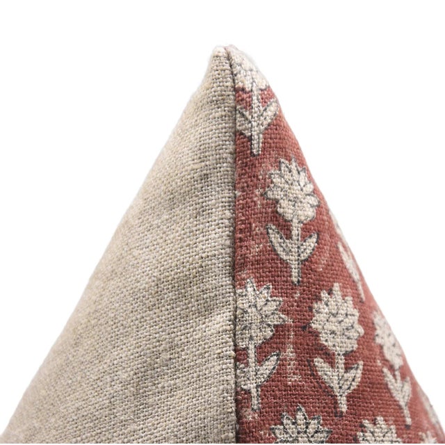 Not Yet Made - Made To Order Pankhudi Thick Linen Square/Lumber Block Printed Pillow Cover 14x20 Inch- Pankhudi For Sale - Image 5 of 7