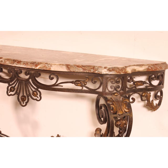 Metal 19th Century Louis XV Style Wrought Iron Console For Sale - Image 7 of 14
