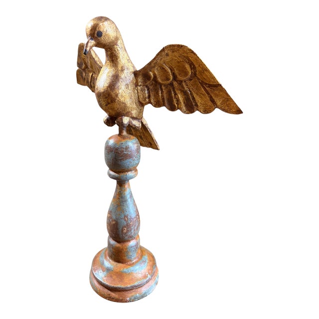 European Carved Wood Bird Sculpture on Finial 12.25" H For Sale
