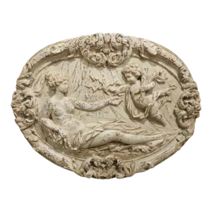 Circa 1790 Painted and Outcurved Oval Bas Relief Panel From Austria
