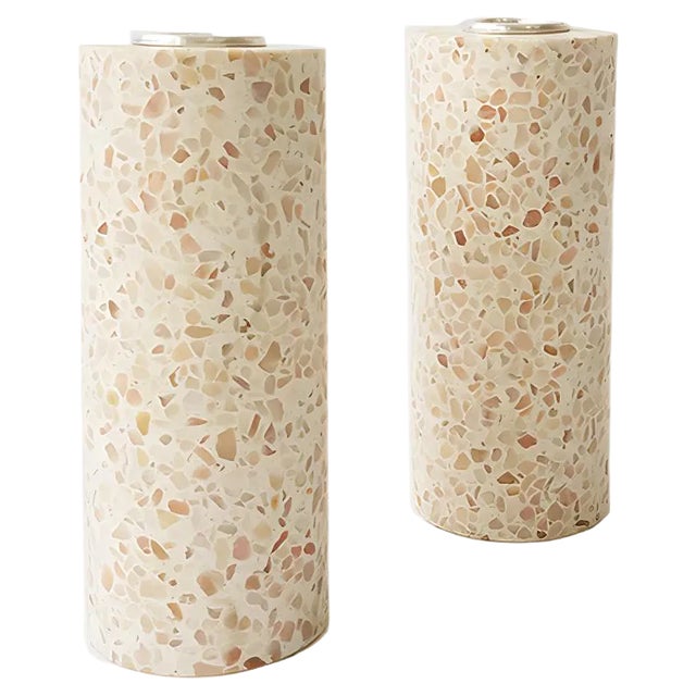 Terrazzo Candleholders 2.0 with Silver Candle Cups by Gilli Kuchik & Ran Amitai For Sale