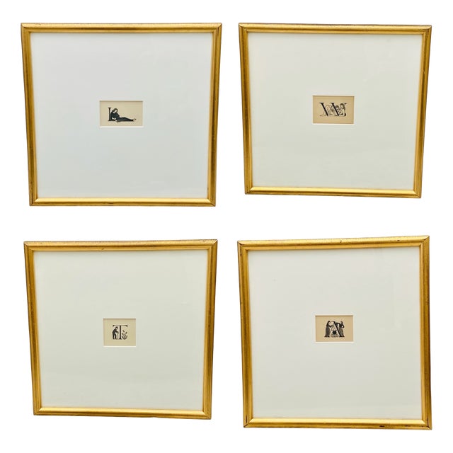 Eric Gill, Decorative Initial Letters, Autumn Midnight, 1923-1929, Wood Engravings, 1929, Set of 4 For Sale