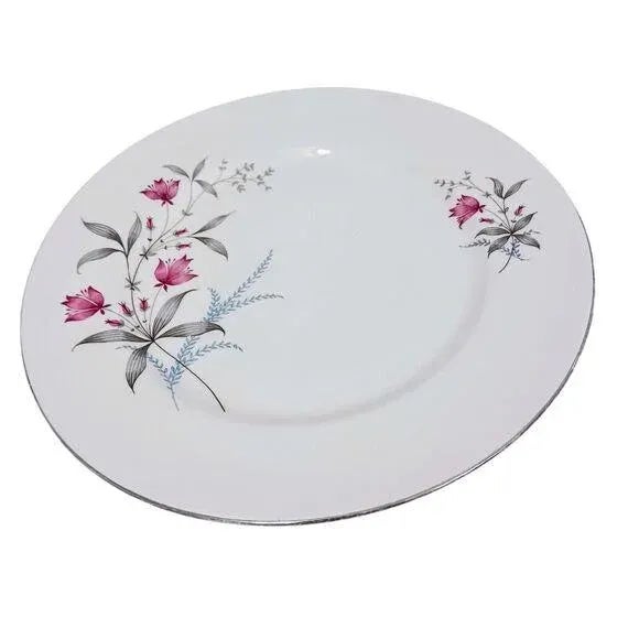 Mid-Century Modern 1950s Royal Monarch China Dinner Plate Fern Valley Holland Platinum Replacement MCM For Sale - Image 3 of 15