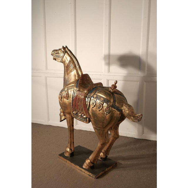 Mid-19th Century Carved and Painted Wooden Tang Dynasty Horse, 1850s For Sale - Image 10 of 12