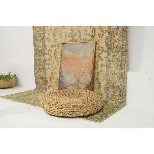 Turkish 1970s Vintage Turkish Handmade Wool Cotton Beige Area Rug For Sale - Image 3 of 11