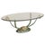 Vintage French Iron + Bronze Oval Glass Coffee Table For Sale