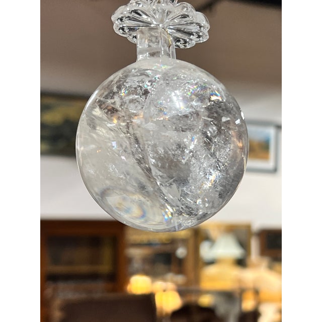 Vintage Empire Style Brass and Rock Crystal Six Light Chandelier For Sale - Image 14 of 18