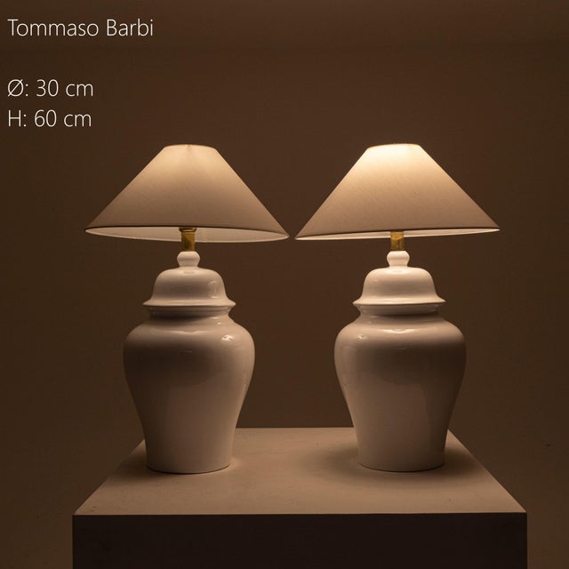 White Table Lamps by Tommaso Barbi, 1970s, Set of 2 For Sale - Image 6 of 8
