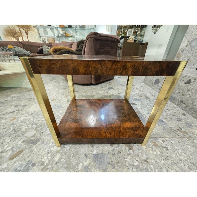 Brown Burl and Golden Brass Tiered Side Table by Century Furniture For Sale - Image 8 of 14