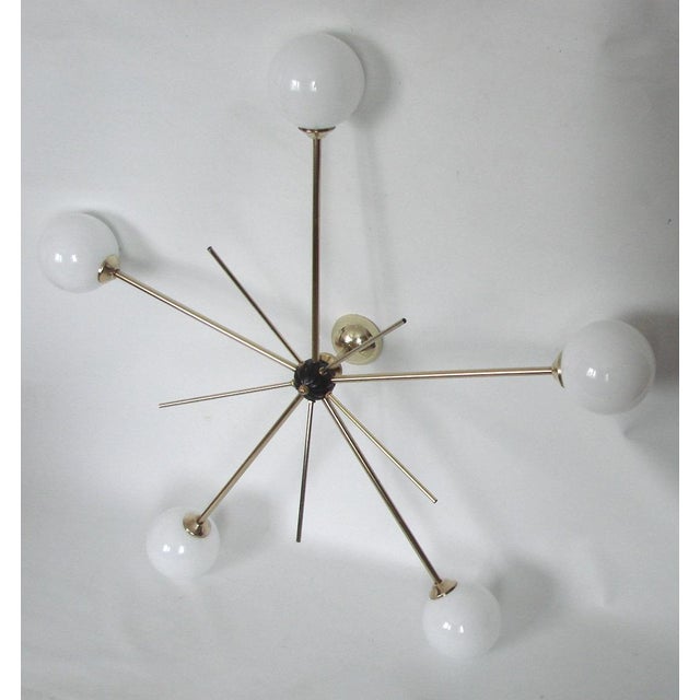 Mid-Century Modern Brass and Glass Chandelier from Stilnovo, 1960s For Sale - Image 3 of 7