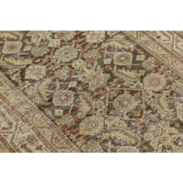 Taupe 19th Century Antique Malayer Wool Hallway Runner Rug in Earthy Neutrals For Sale - Image 8 of 9