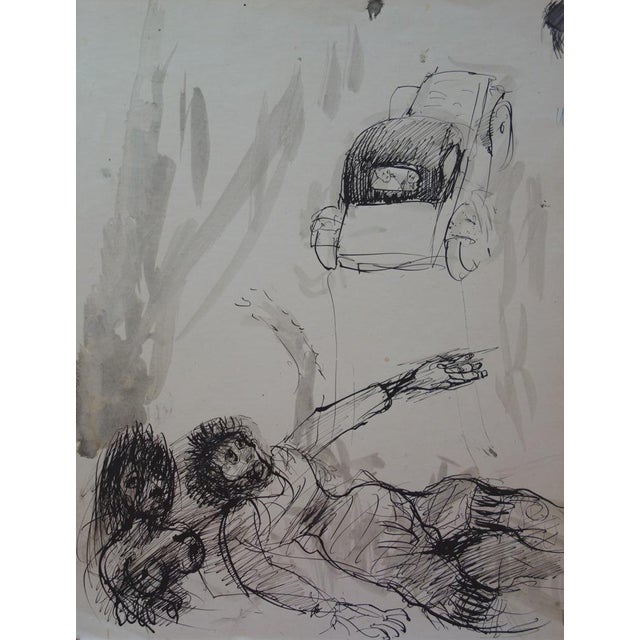 Edouard Goerg, Nude Street Scene, Ink on Paper For Sale - Image 5 of 5