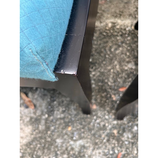 Lily Jack Ebonized Wood & Blue Upholstered Dining Chairs – Set of 6, Including Captain’s Chair For Sale - Image 10 of 12