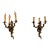 Antique Brass Rococo Revival Three-Light Wall Sconces - a Pair For Sale