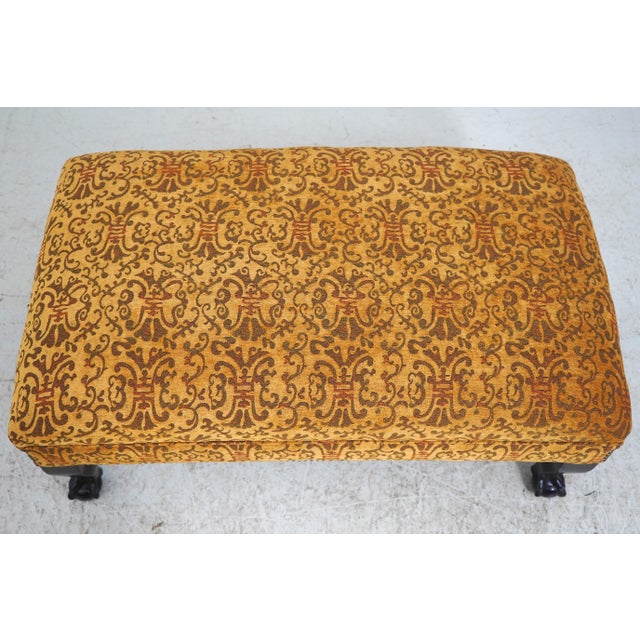 Ball & Claw Mahogany Newly Upholstered Stool or Ottoman For Sale - Image 4 of 12