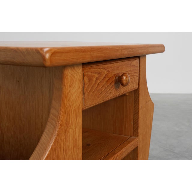Wood Mid-Century Modern French Blonde Oak Side Table, 1980s For Sale - Image 7 of 11