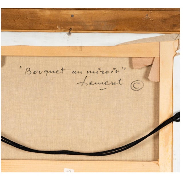 Post Modern Oil Painting "Bouquet Au Mirroir", Claude Hemeret (1929 -) For Sale - Image 9 of 10