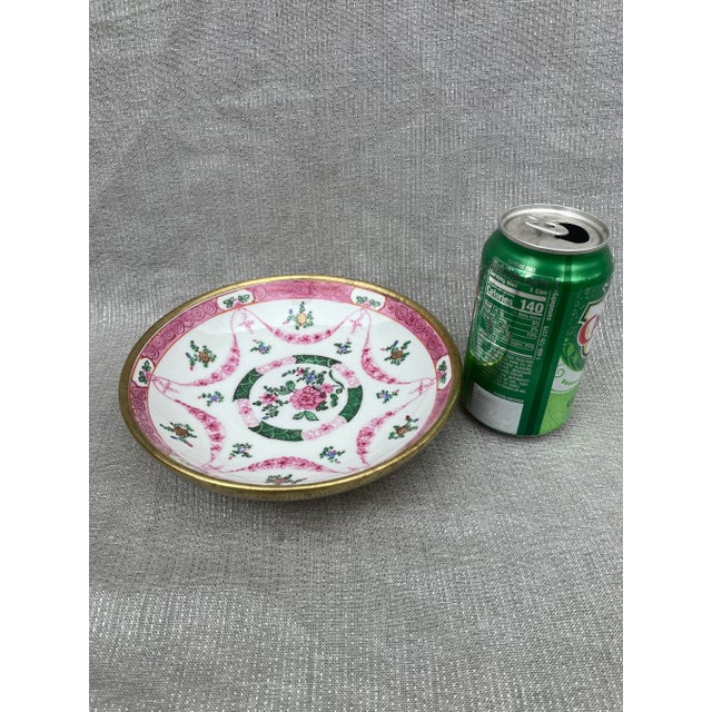 White Vintage Brass Encased Japanese Porcelain Ware Hand Painted Bowl For Sale - Image 8 of 12