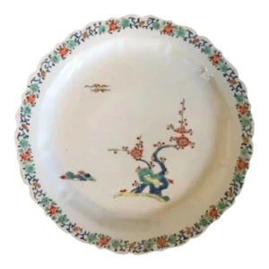 Antique 18th Century Japanese Kakiemon Porcelain Plate Decorated with Flowering Plum Tree