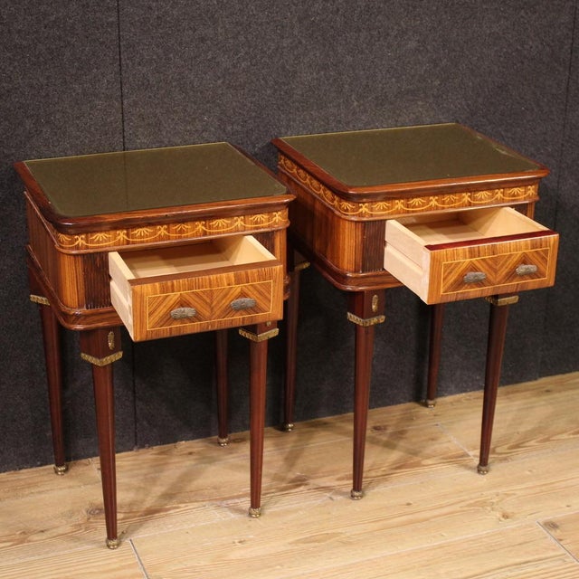 Wood Vintage Italian Bedside Tables, 1960s, Set of 2 For Sale - Image 7 of 12