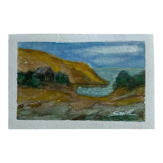 Signed Original Signed Watercolor Landscape Miniature by Nancy Smith For Sale