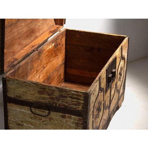 Metal Antique Iron-Bound Chest in Pine, Central Europe, 1780 For Sale - Image 7 of 15