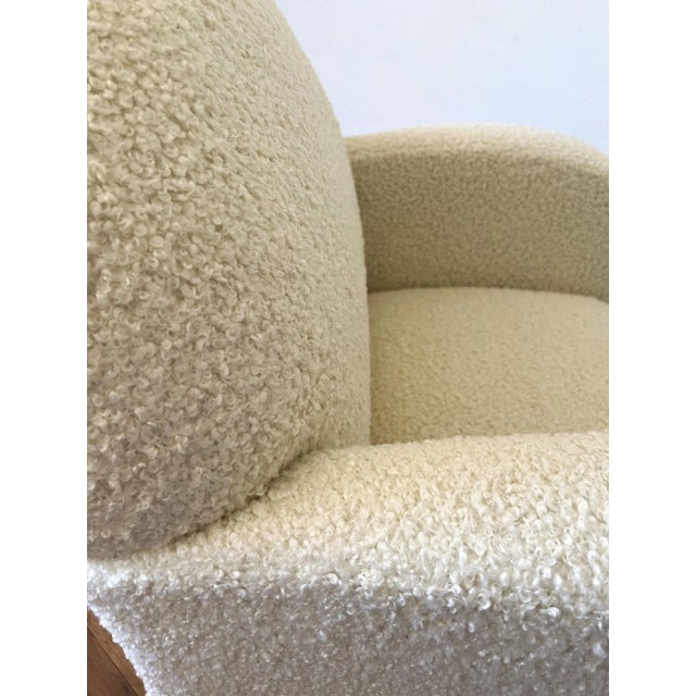 Postmodern Lounge Chair by Loewenstein fully reupholstered in imported cream Italian Sherpa fabric.