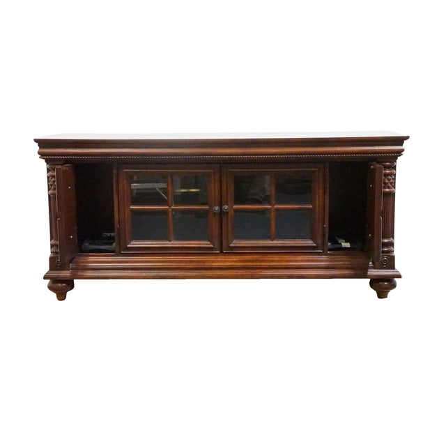 Brown High End Solid Cherry Traditional Contemporary Style 64" Media Console For Sale - Image 8 of 14