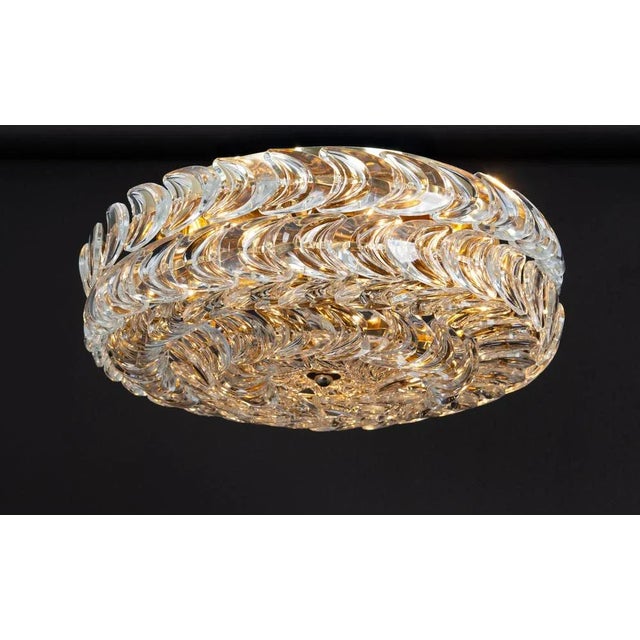 Gilt Brass and Crystal Flush Mount from Palwa, Germany, 1970s For Sale - Image 10 of 11