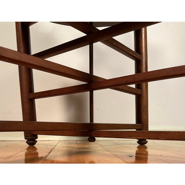Vintage Wood Folding Tray Table Removable Serving Tray Brass Gallery For Sale - Image 9 of 12