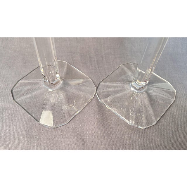 Late 20th Century Crystal Arnolfo Di Cambio Candlesticks--"Polygon" by Designer Catya Castel--a Pair For Sale - Image 5 of 7