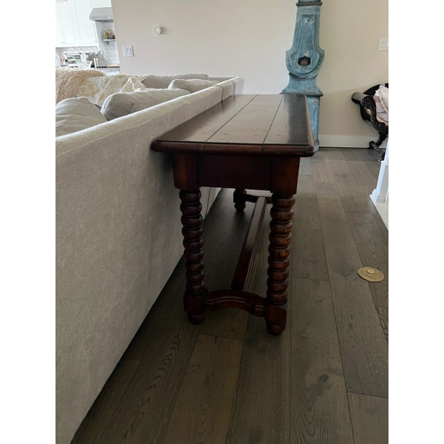 Transitional Solid Wood Console Bobbin Spindle Spool Table For Sale - Image 3 of 6