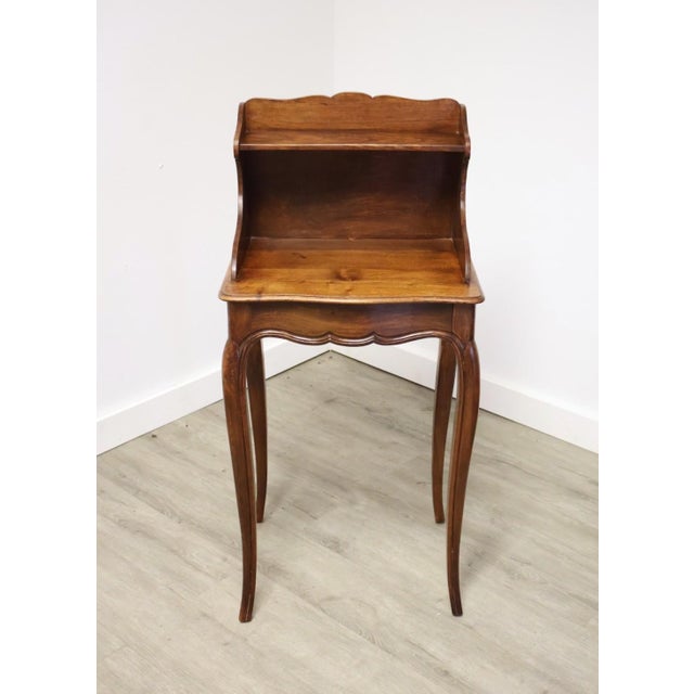 French Provincial Antique French Louis XV Walnut Table De Chevet Bedside Stand With Drawer, C. 1890 For Sale - Image 3 of 10
