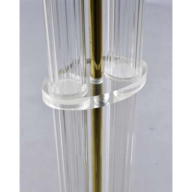 Art Deco Inspired Clear Acrylic Lucite and Gold Brass Torchiere Floor Lamp For Sale - Image 10 of 12