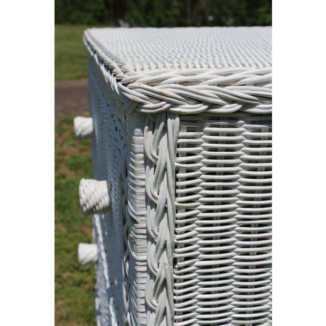Wood White Wicker Chest of Drawers For Sale - Image 7 of 15