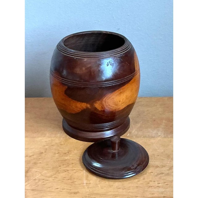 Mid-Century Modern Vintage Turned Wood Lidded Jar For Sale - Image 3 of 12